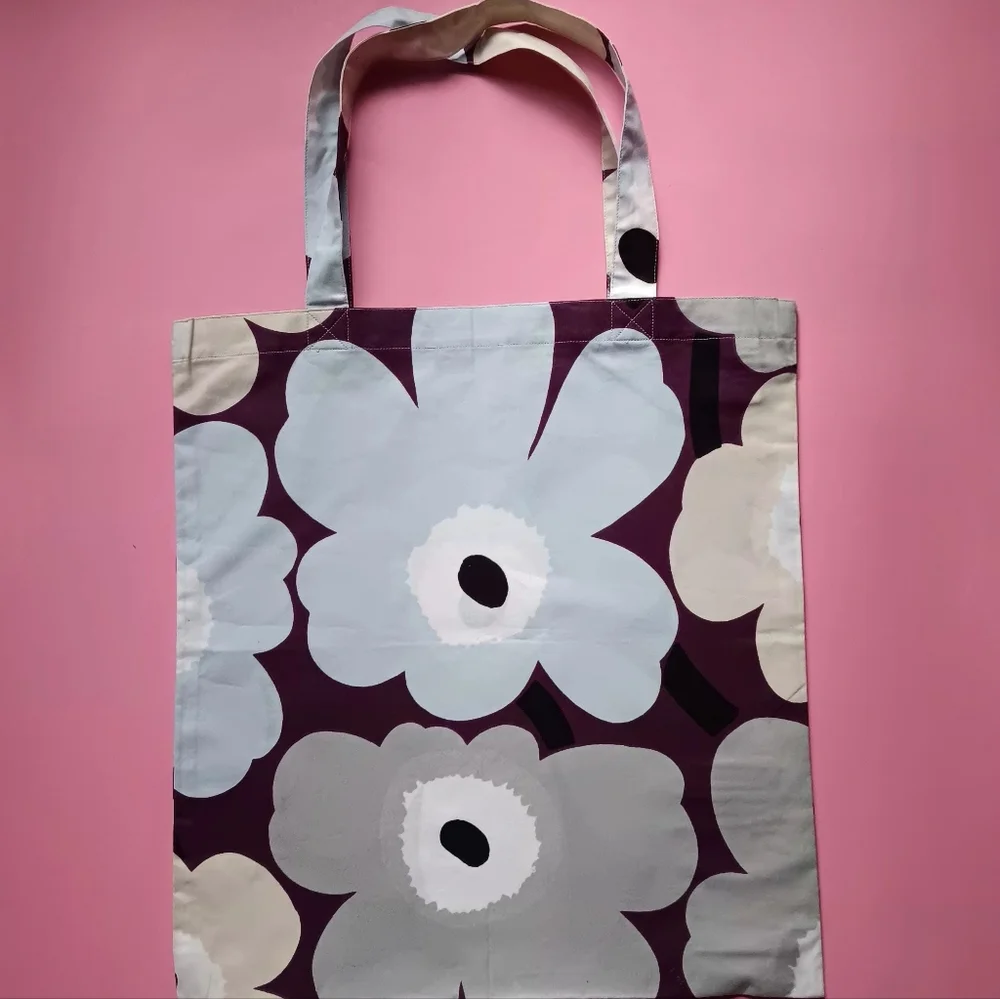 NWT Marimekko Silver Medal "Unikko" Cotton Tote Shopping Bag - Picture 5 of 6